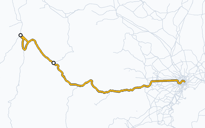 中央本線（小淵沢～塩尻（みどり湖経由））の路線図（東日本旅客鉄道）