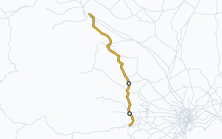 八高線（拝島～高麗川）の路線図（東日本旅客鉄道）