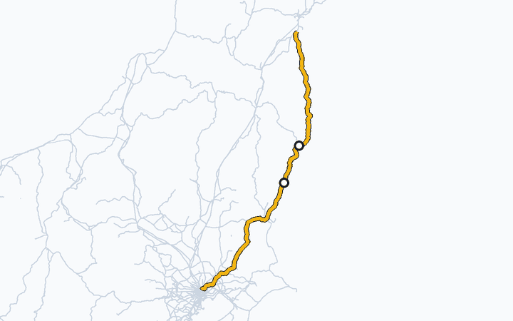 常磐線（高萩～いわき）の路線図（東日本旅客鉄道）