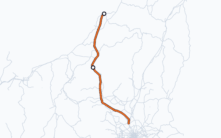 上越新幹線（越後湯沢～新潟）の路線図（東日本旅客鉄道）