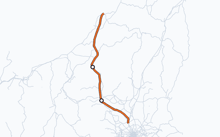 上越新幹線（高崎～越後湯沢）の路線図（東日本旅客鉄道）