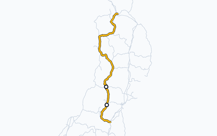 奥羽本線（山形～新庄）の路線図（東日本旅客鉄道）