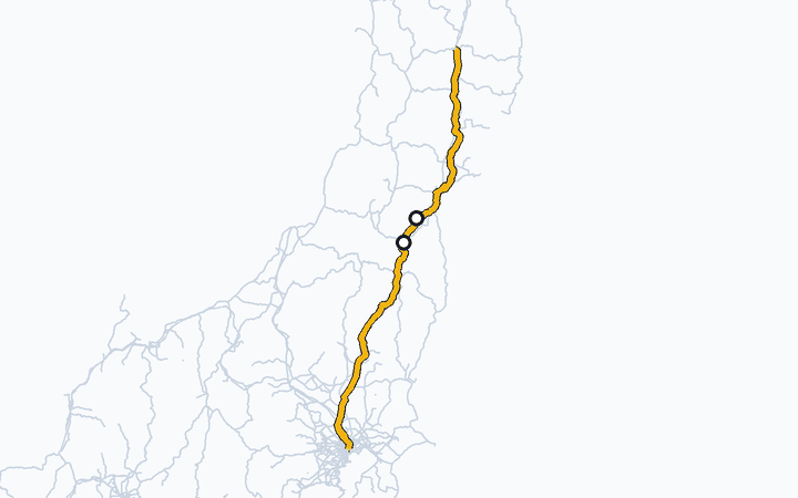 東北本線（福島～白石）の路線図（東日本旅客鉄道）