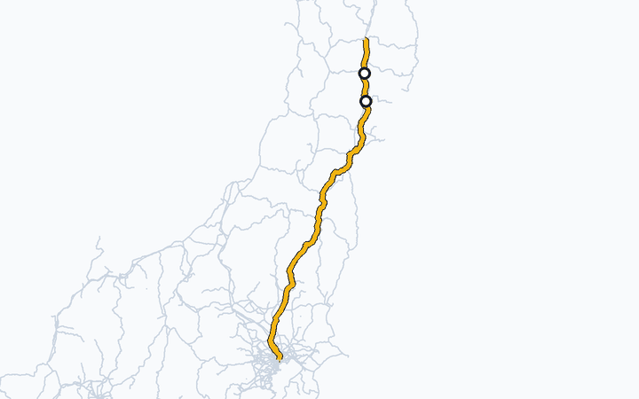 東北本線（一ノ関～北上）の路線図（東日本旅客鉄道）