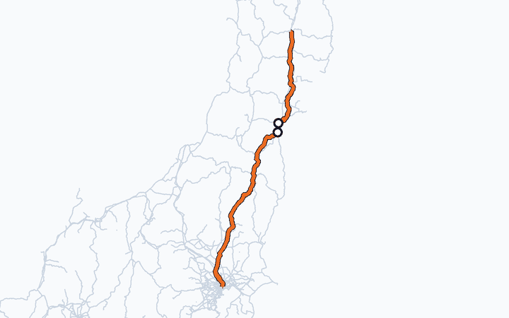 東北本線（岩沼～仙台）の路線図（東日本旅客鉄道）