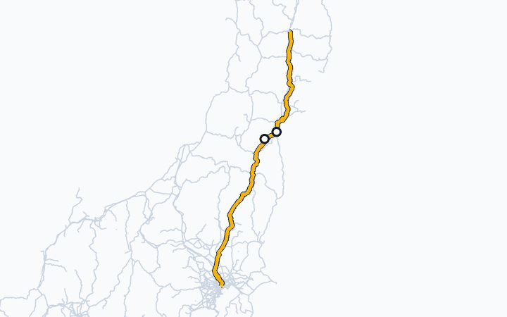 東北本線（白石～岩沼）の路線図（東日本旅客鉄道）