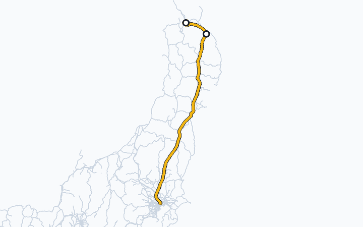 東北新幹線（八戸～新青森）の路線図（東日本旅客鉄道）
