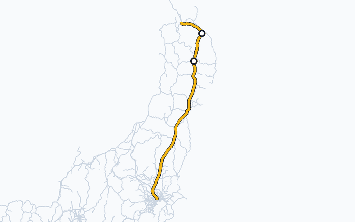 東北新幹線（盛岡～八戸）の路線図（東日本旅客鉄道）