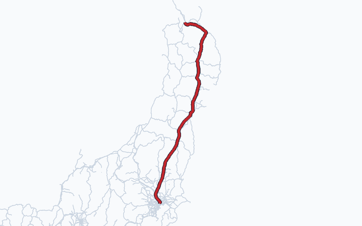 東北新幹線（東京～新青森）の路線図（東日本旅客鉄道）