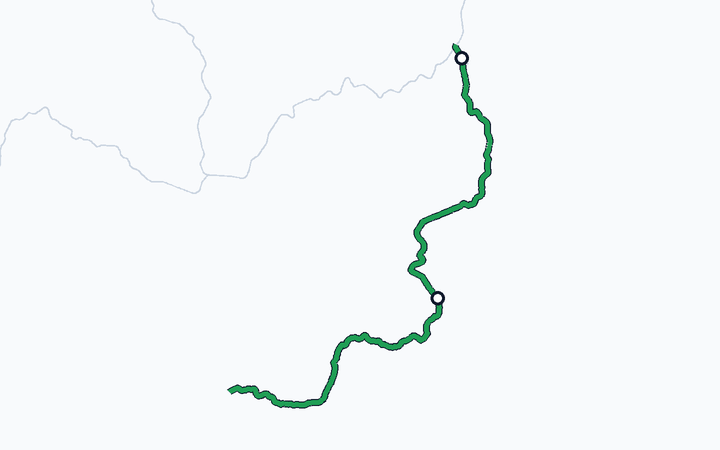 日南線（田吉～油津）の路線図（九州旅客鉄道）