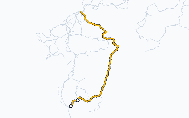 日豊本線（国分～鹿児島）の路線図（九州旅客鉄道）