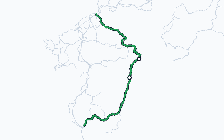 日豊本線（佐伯～延岡）の路線図（九州旅客鉄道）