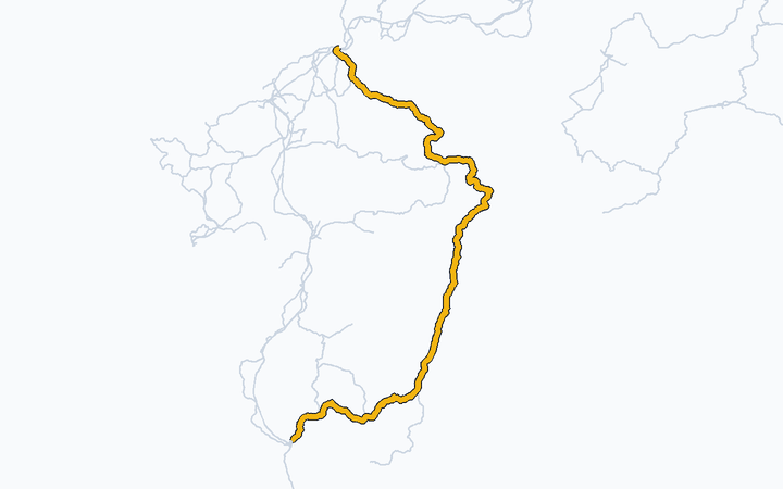日豊本線（小倉～鹿児島）の路線図（九州旅客鉄道）