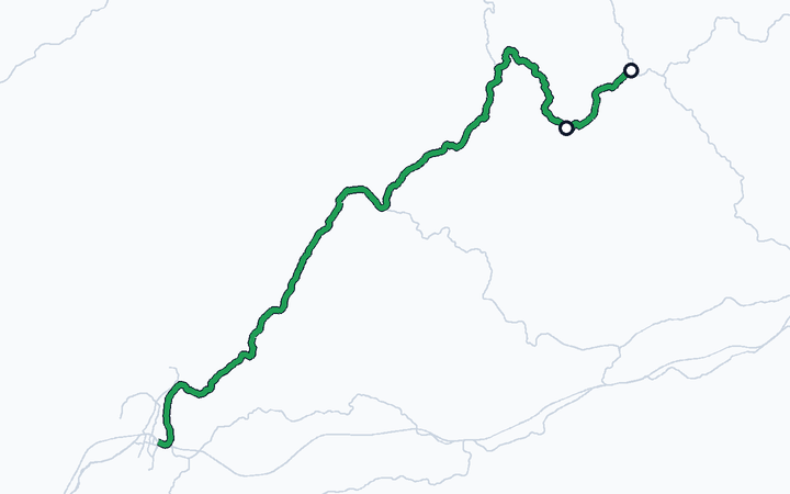 芸備線（備中神代～東城）の路線図（西日本旅客鉄道）
