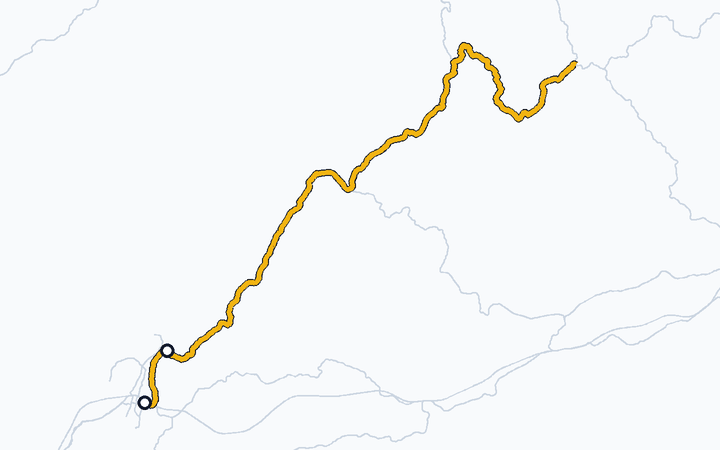 芸備線（下深川～広島）の路線図（西日本旅客鉄道）