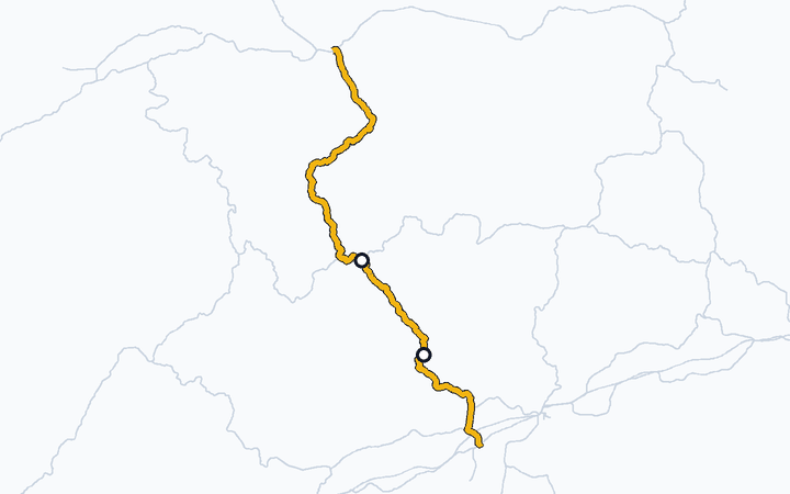 伯備線（備中高梁～新見）の路線図（西日本旅客鉄道）