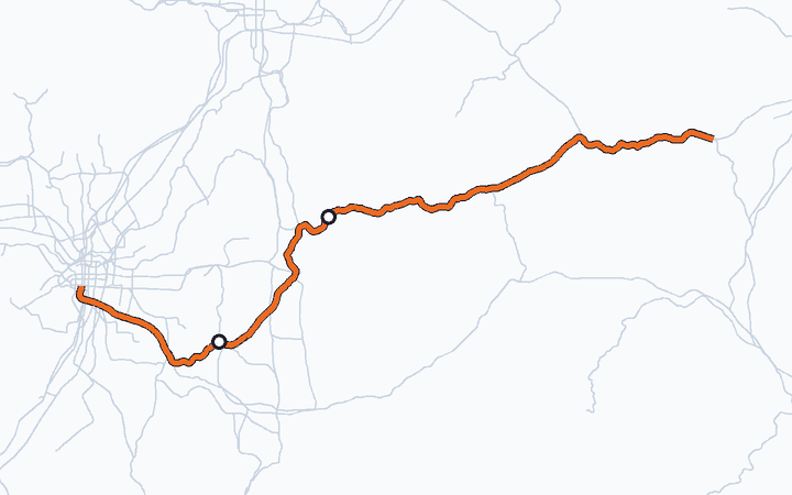 関西線（加茂～王寺）の路線図（西日本旅客鉄道）