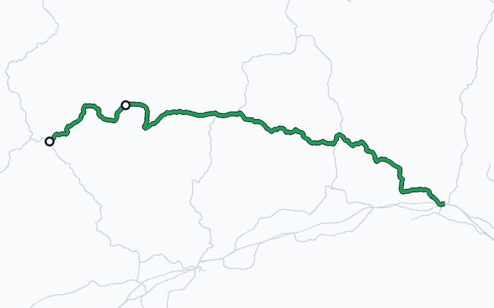 姫新線（中国勝山～新見）の路線図（西日本旅客鉄道）