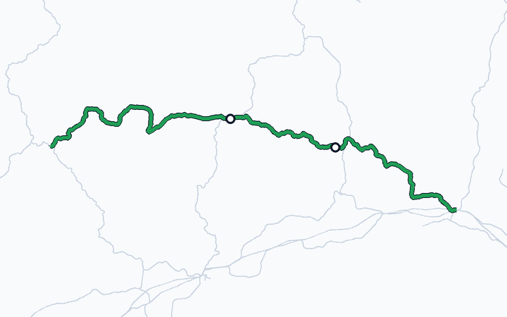 姫新線（上月～津山）の路線図（西日本旅客鉄道）