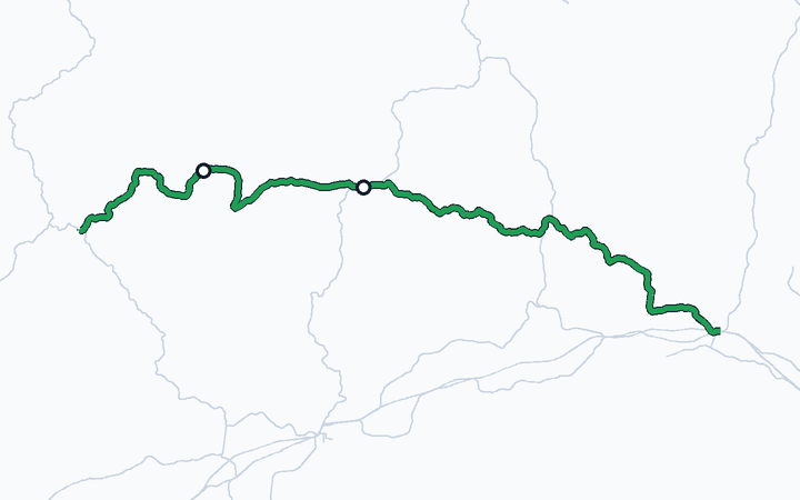 姫新線（津山～中国勝山）の路線図（西日本旅客鉄道）