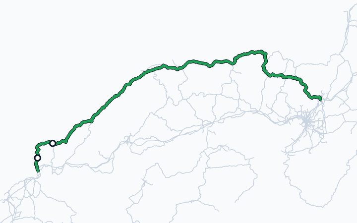 山陰線（長門市～小串、長門市～仙崎）の路線図（西日本旅客鉄道）