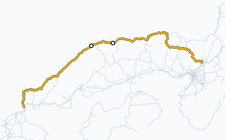 山陰線（米子～出雲市）の路線図（西日本旅客鉄道）