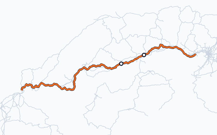 山陽線（岡山～福山）の路線図（西日本旅客鉄道）