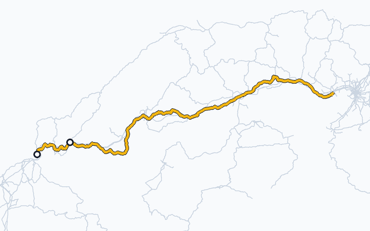 山陽線（新山口～下関）の路線図（西日本旅客鉄道）