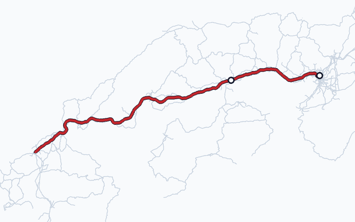 山陽新幹線（新大阪～岡山）の路線図（西日本旅客鉄道）