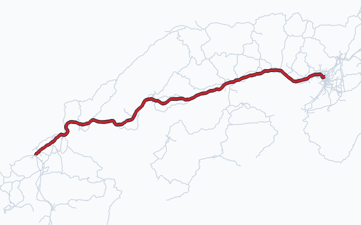 山陽新幹線（新大阪～博多）の路線図（西日本旅客鉄道）