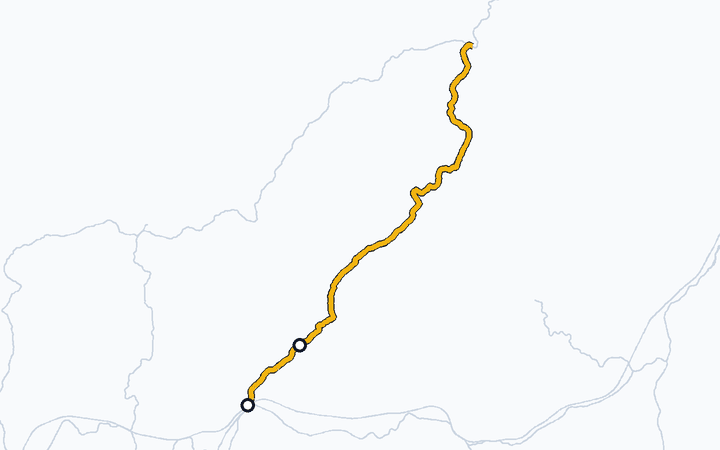 山口線（新山口～宮野）の路線図（西日本旅客鉄道）